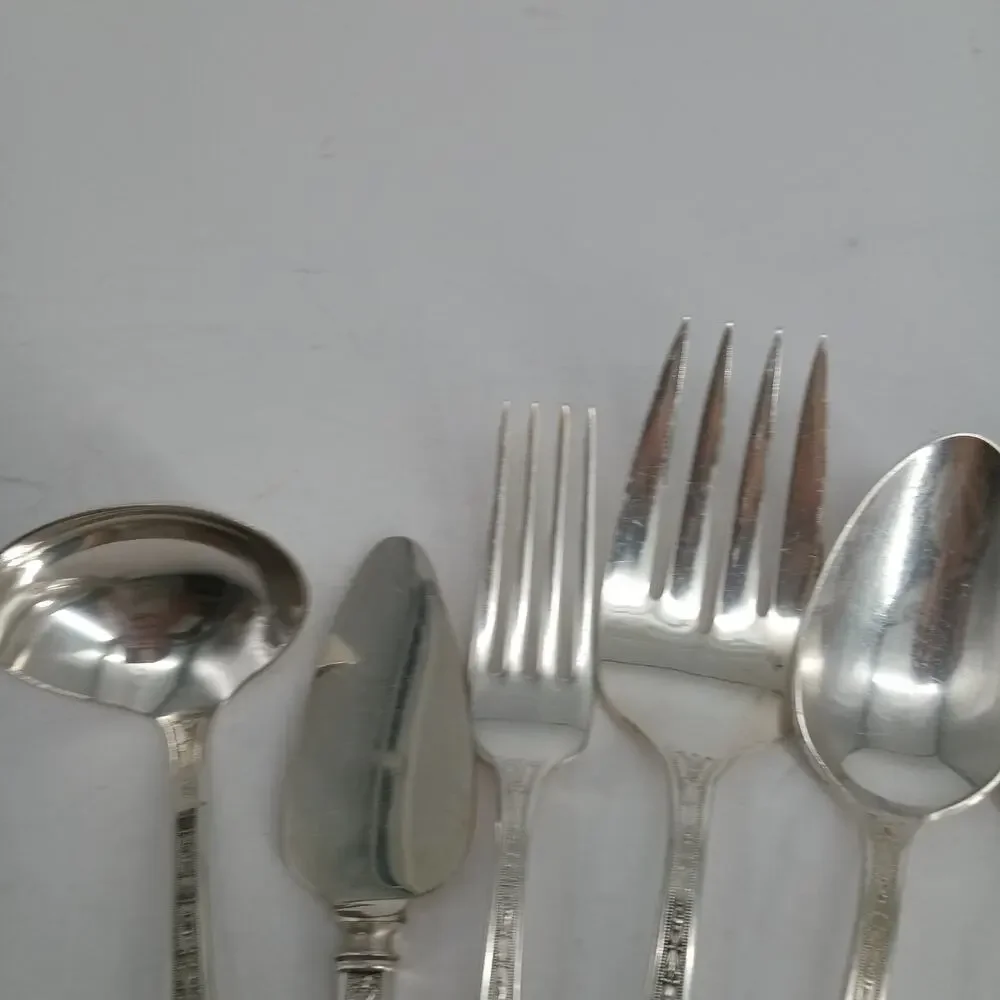 7X Serving ROGERS Extra Plate SilverPlate CHALFONTE Fork Spoons Ladle Flatware